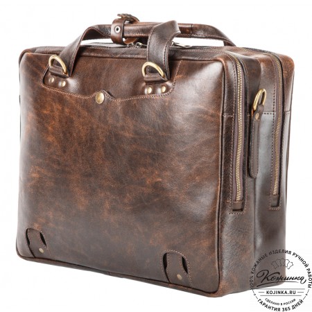 Кожаная мужская сумка-рюкзак "Генри" (коричневый эксклюзив)